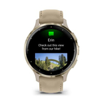 Часы Garmin Venu 3s "французский серый" с золотистым безелем и кожаным ремешком, 010-02785-55