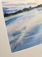 Картина авторская акварельная в паспарту 30х40 см на стену для интерьера "Отражение на Яузе"