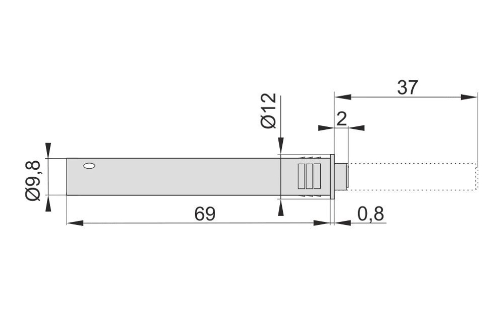 Толкатель регулируемый врезной с магнитным оконч, усиленный, графит AQ