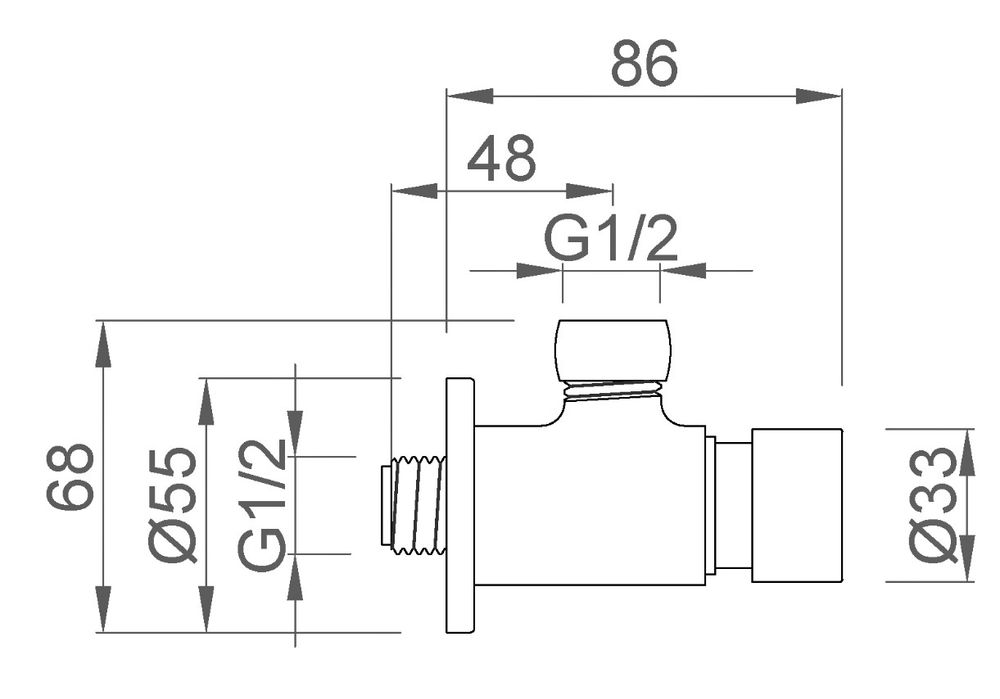 Кран для настенного душа с таймером. LEED расход/защита от засора. 07610.LA