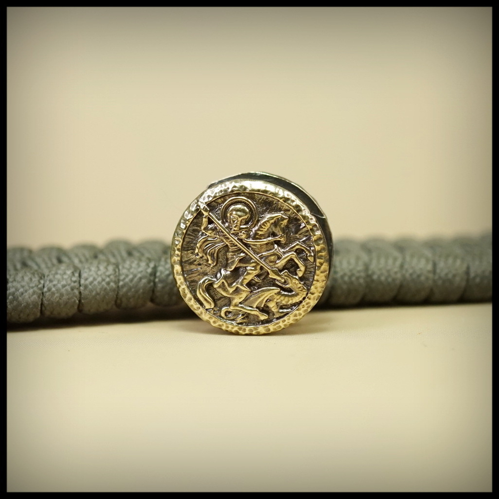 Бусина - вставка для браслета из паракорда "Георгий" , латунь