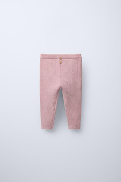 ZARA ЛЕГИНСЫ В РУБЧИК С ПУГОВИЦАМИ, РОЗОВЫЙ
