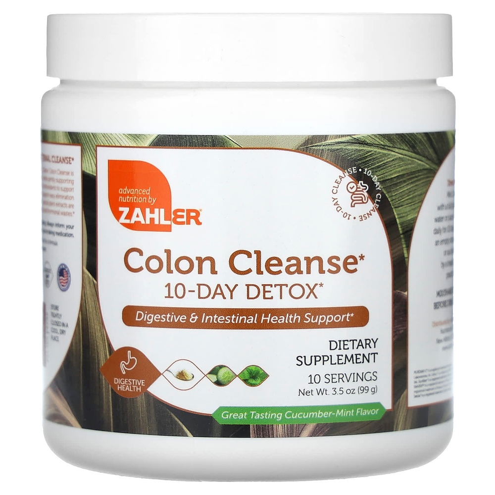 Zahler, Colon Cleanse, средство для детоксикации кишечника за 10 дней, огурец и мята, 99 г (3,5 унции)
