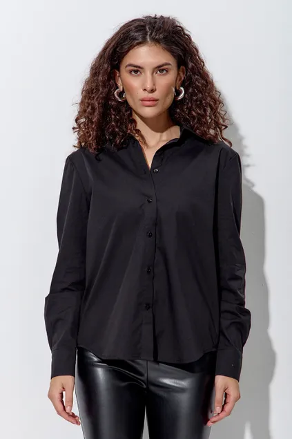 Свободная базовая рубашка из хлопка черного цвета