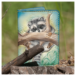 Кожаная обложка на паспорт «Енотик»