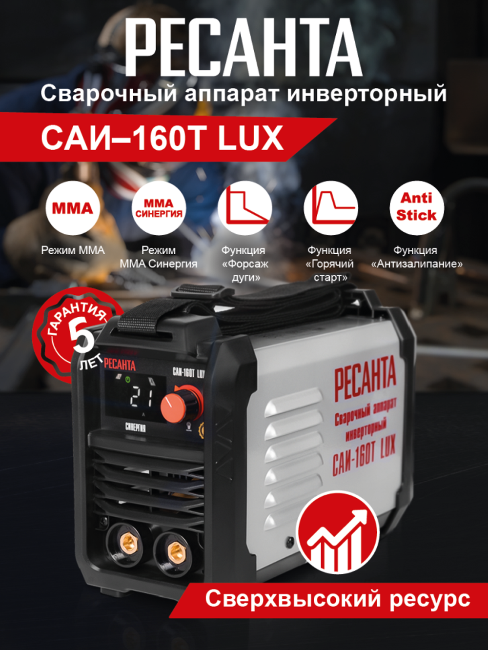 Сварочный аппарат инверторный Ресанта САИ-160Т LUX