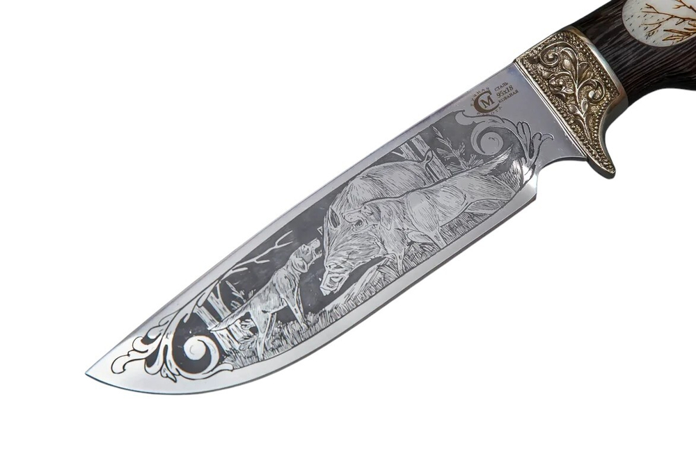 Нож кузница Семина Лорд кованый 95x18 венге, литье, кость, гравировка