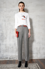 3854 Брюки женские (серый жаккард)