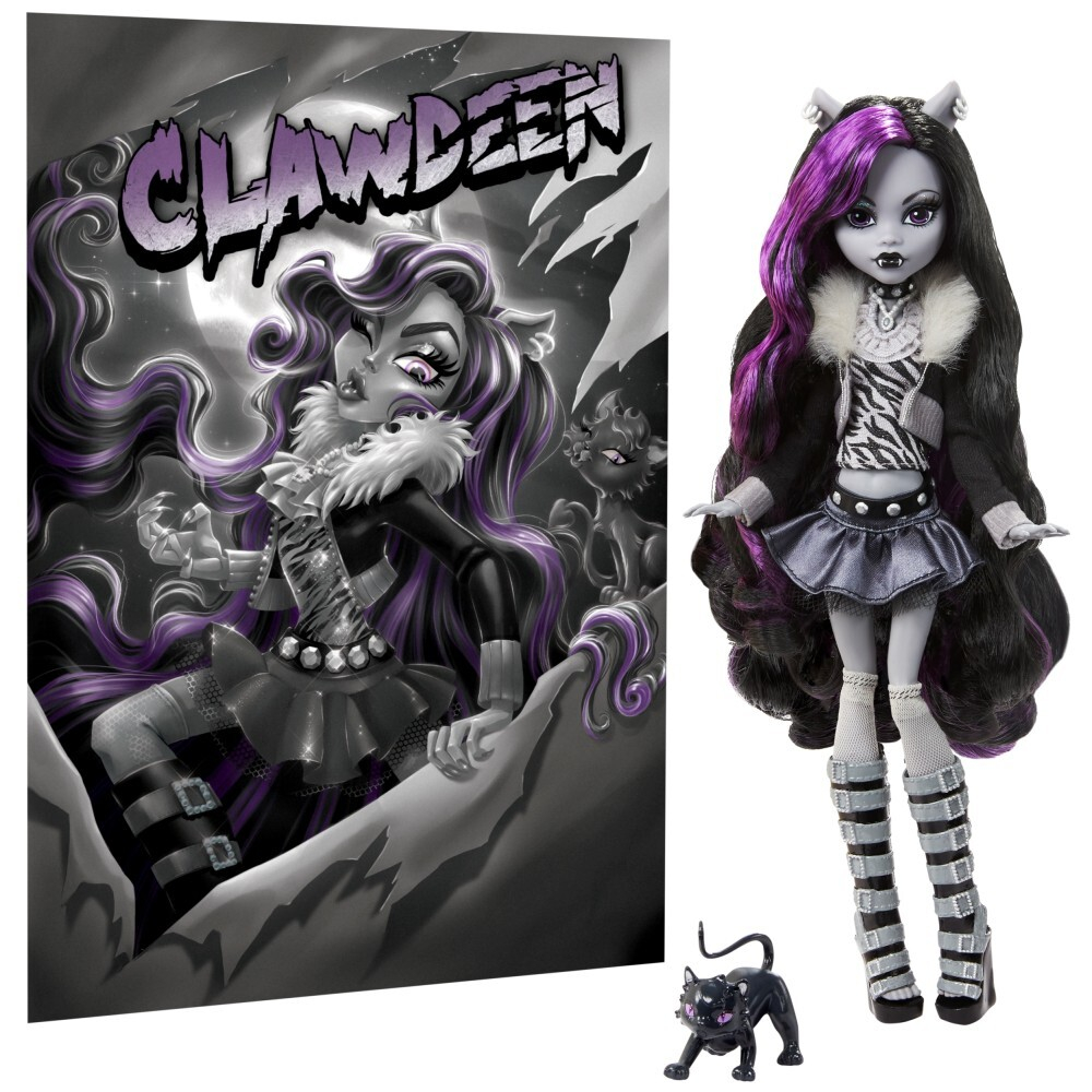 Monster High - Clawdeen Wolf Black & White коллекционная кукла Reel Drama Scary Séance HKN28