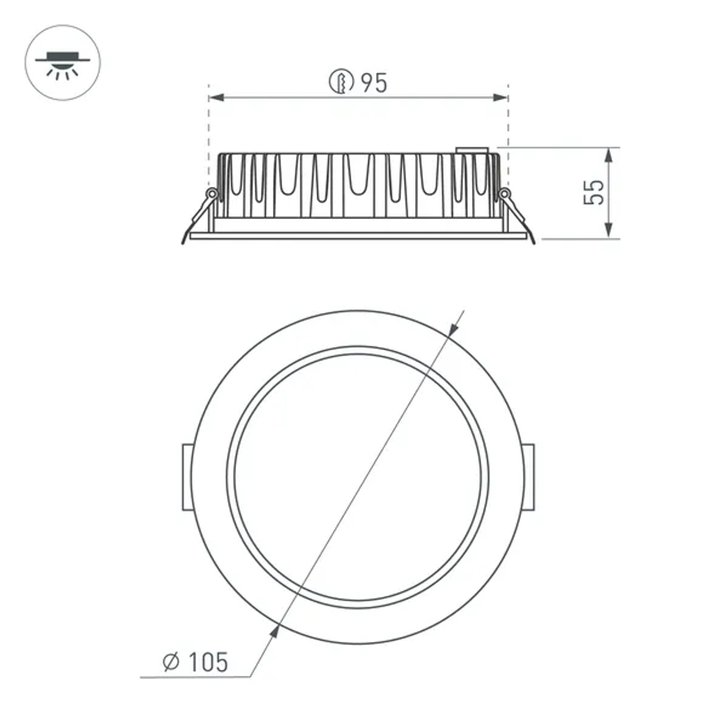 Светильник MS-MIST-BUILT-R105-9W Warm3000 (WH, 110 deg, 230V) (Arlight, IP54 Металл, 5 лет) 041614