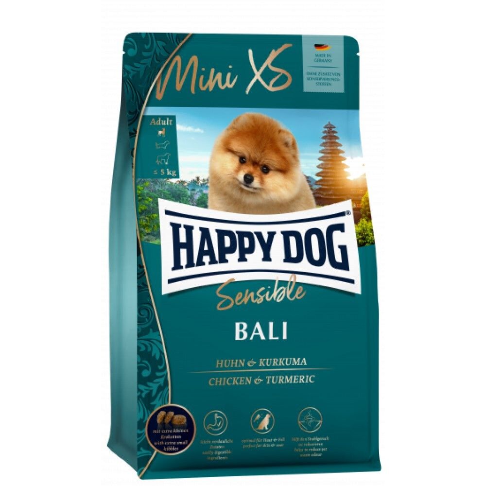 Happy Dog Sensible Mini XS Bali - корм для собак мелких пород (до 5 кг) с пищевой аллергией и кормовой непереносимостью с курицей и рисом