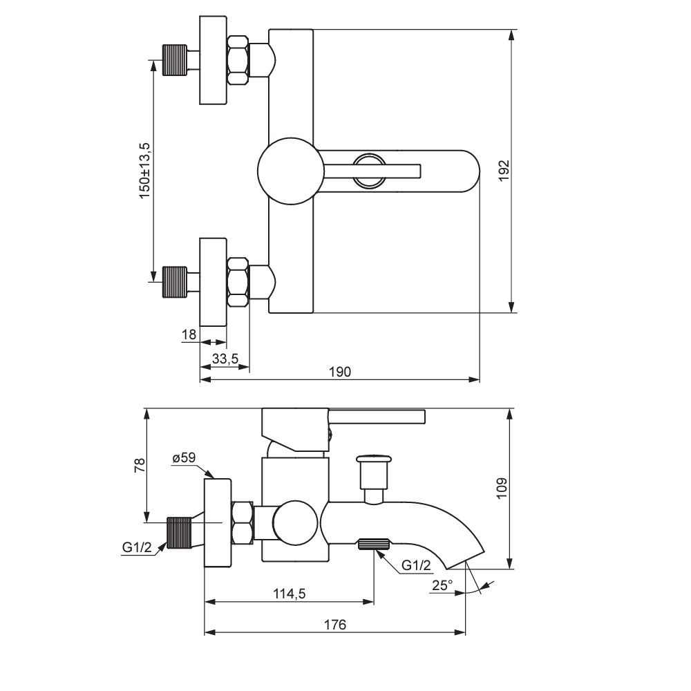 Смеситель для ванной и душа, розовое золото Damixa Scandinavian Pure 361000500