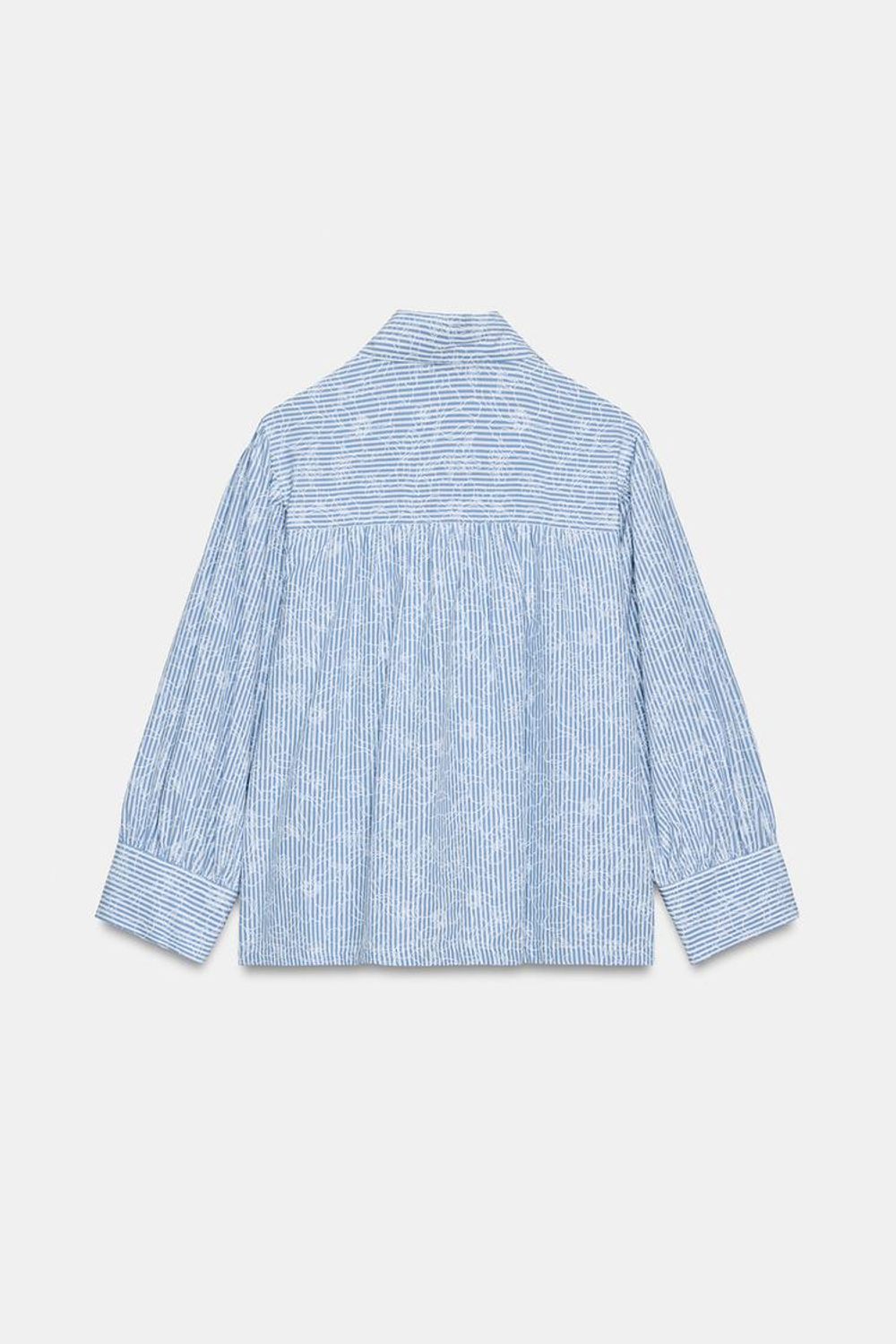 ZARA РУБАШКА В ПОЛОСКУ С ЦВЕТОЧНЫМ ПРИНТОМ, СИНИЙ/БЕЛЫЙ