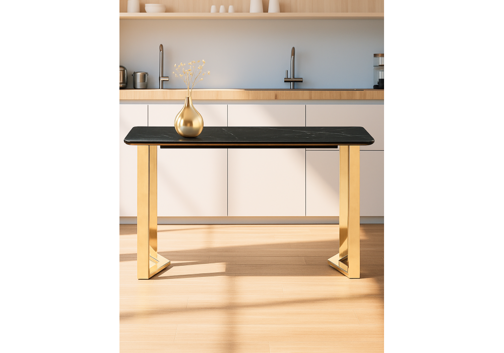 Керамический стол Woodville Селена 1 160х90 черный мрамор, золото