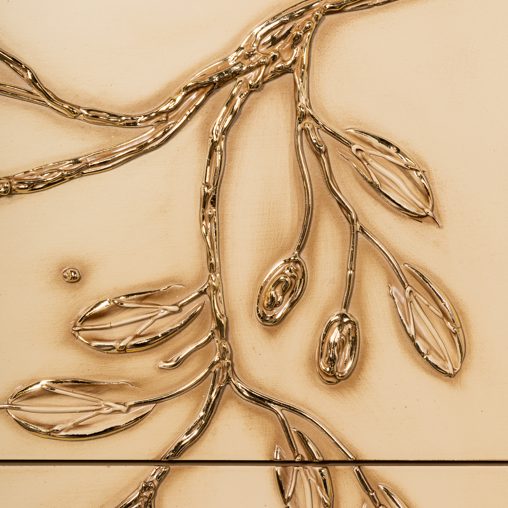 Комод Oliva Branch (Олива Бранч) с 3 ящиками Айвори Мраморное золото