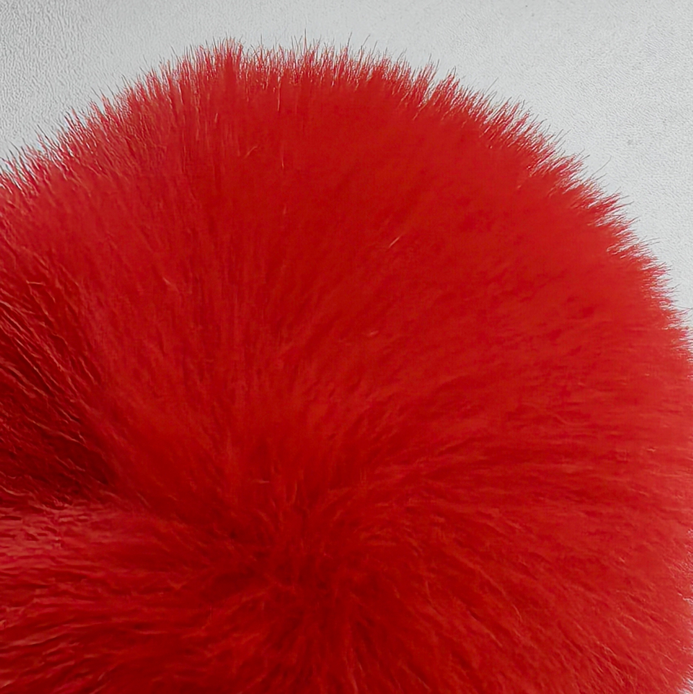 Помпон из искусственного меха "Красный" d=7 см