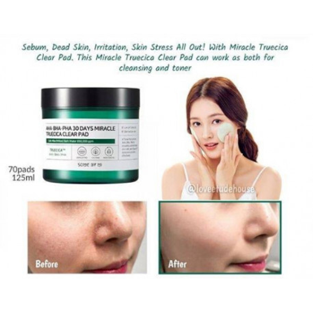 Some By Mi AHA BHA PHA 30 Days Miracle Truecica Clear Pad пэды для проблемной кожи с кислотами