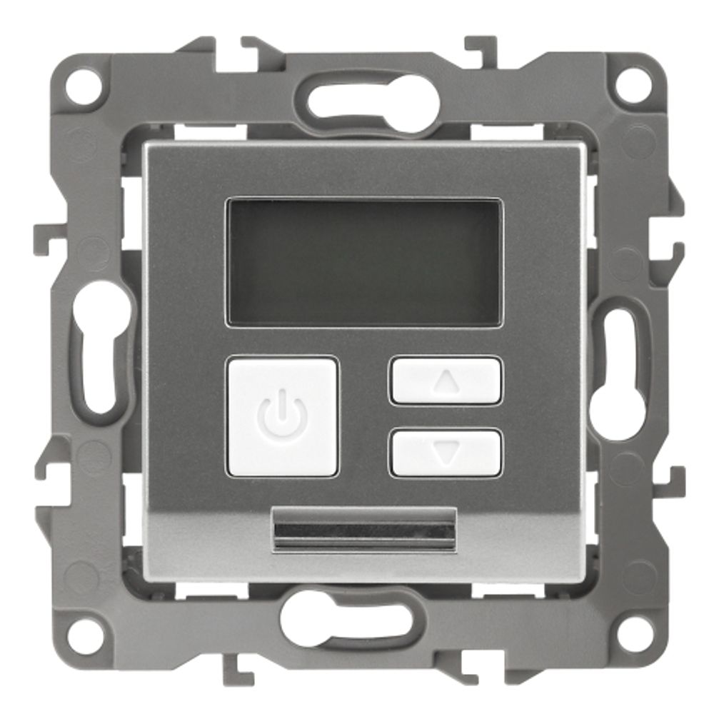 12-4111-03 ЭРА Терморегулятор универс. 230В-Imax16А, IP20, Эра12, алюминий | ЭРА 12 Алюминий