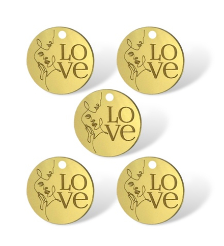 Топпер Бирка круглая "LOVE"   (4см) 5шт акрил