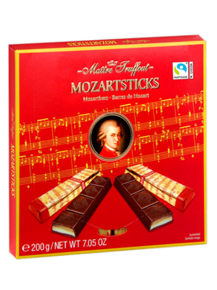 Шоколадные батончики Mozart от Maître Truffout 200 г, темный шоколад с марципаном и фисташковым вкусом