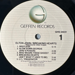 Elton John ‎– Breaking Hearts (США 1984г.)