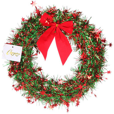 Венок новогодний «Сказочный блеск» 25 см, Зеленый/белый