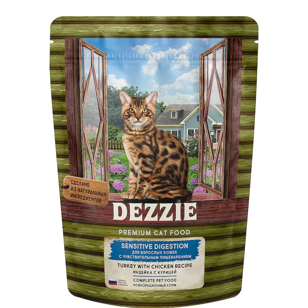 1DEZZIE Sensitive Digestion Cat Сухой корм для взрослых кошек с чувствительным пищеварением 400г Инд