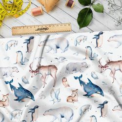 Ткань саржа животные Арктики