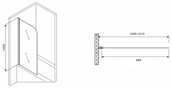 Шторка на ванну Abber Ewiges Wasser 100х140 AG52100B профиль Черный стекло прозрачное