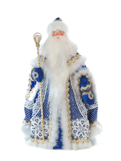 Кукла коллекционная Дед Мороз в кружевной шубе