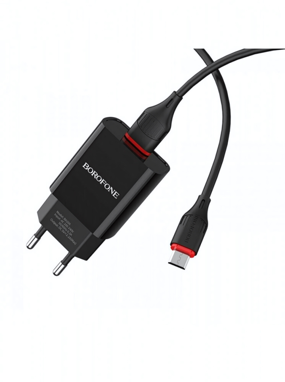 Зарядное устройство Borofone BA20A 2.1A USB + кабель microUSB Black