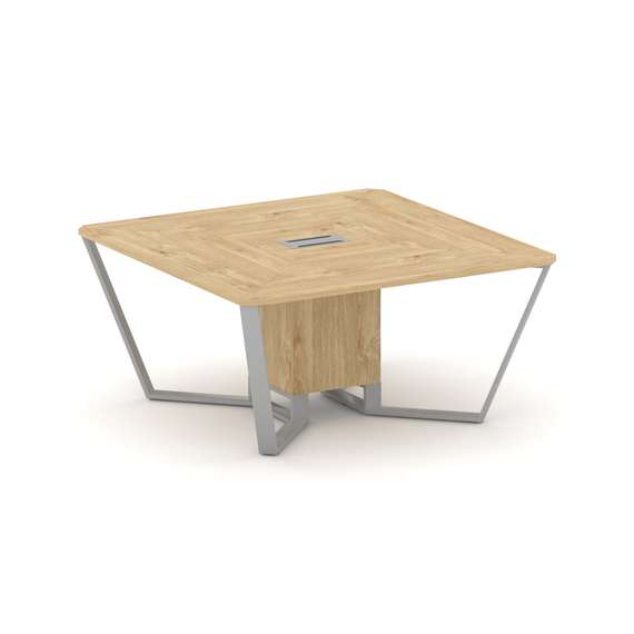 Steel Meet Стол переговорный квадратный KD-PR.B.SP-08 Тиквуд Светлый/Металл Серый 1600*1600*750