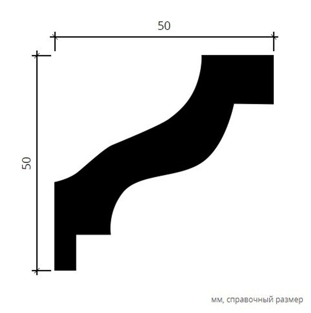 Карниз пенополиуретан, 2000x50x50 мм