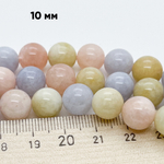 Бусины Кварц, тонированный под берилл, диаметр 10-10,3 мм, цена за 9 шт (1/4 нити)