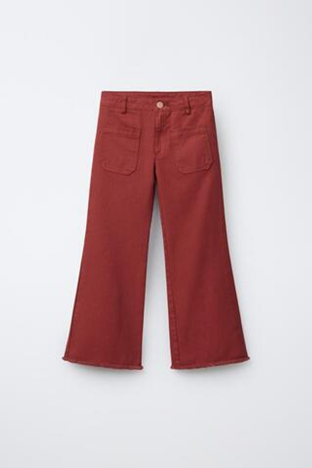 ZARA ДЖИНСЫ FLARE В ПОЛОСКУ, КРАСНЫЙ