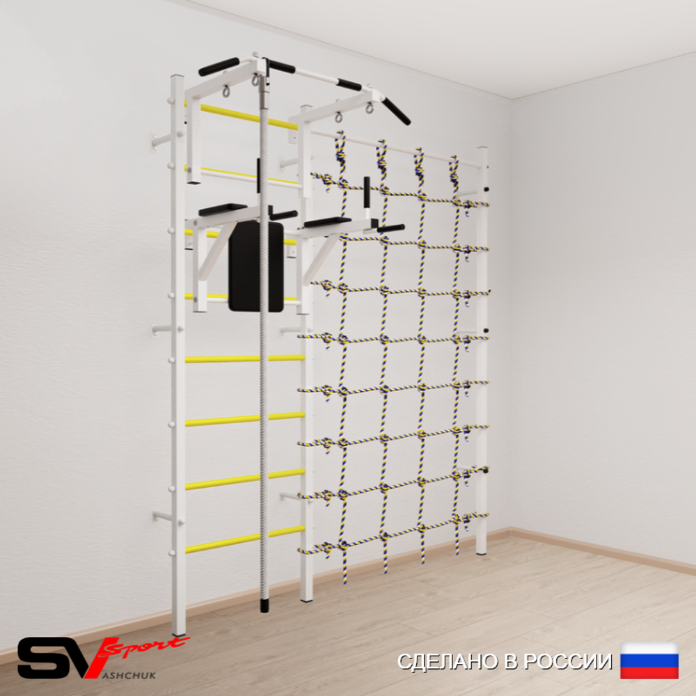 Шведская стенка Sv Sport усиленная 6700 (Турник стандарт/Брусья/Канат/Канатный лаз)
