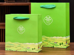 150012 Пакет подарочный с ручками, h=26см, l=22см, картон зеленый