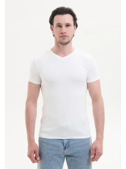 Футболка V-вырез однотонная облегающая