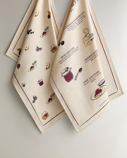 ZARA HOME НАБОР КУХОННЫХ ПОЛОТЕНЕЦ (НАБОР ИЗ 2 ШТ.), КОРИЧНЕВЫЙ