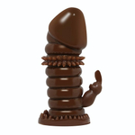 Коричневая стимулирующая насадка на пенис - 13 см. (Цвет: коричневый)