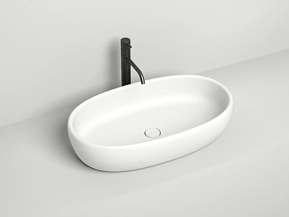 Раковина накладная Salini LUCE 110721M 69 из искусственного камня S-Stone, белая матовая