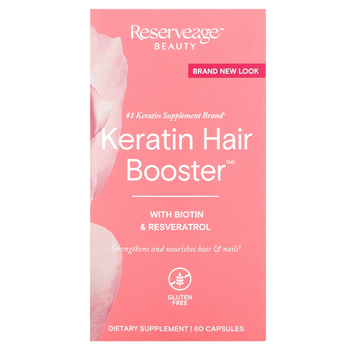 Reserveage Beauty, кератиновое укрепляющее средство для волос с биотином и ресвератролом, 60 капсул