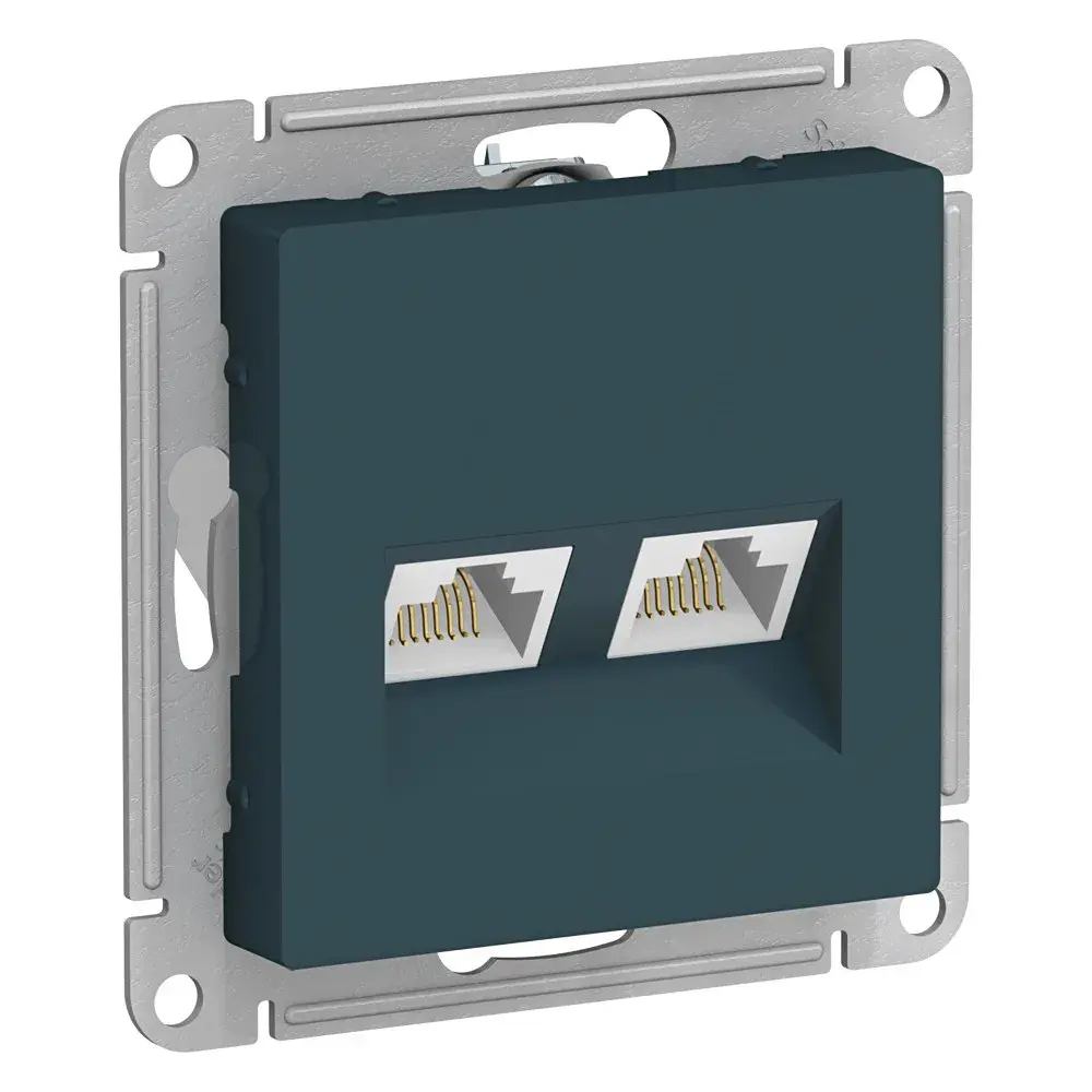 ATLASDESIGN РОЗЕТКА двойная компьютерная RJ45+RJ45 кат. 5e, механизм, ИЗУМРУД