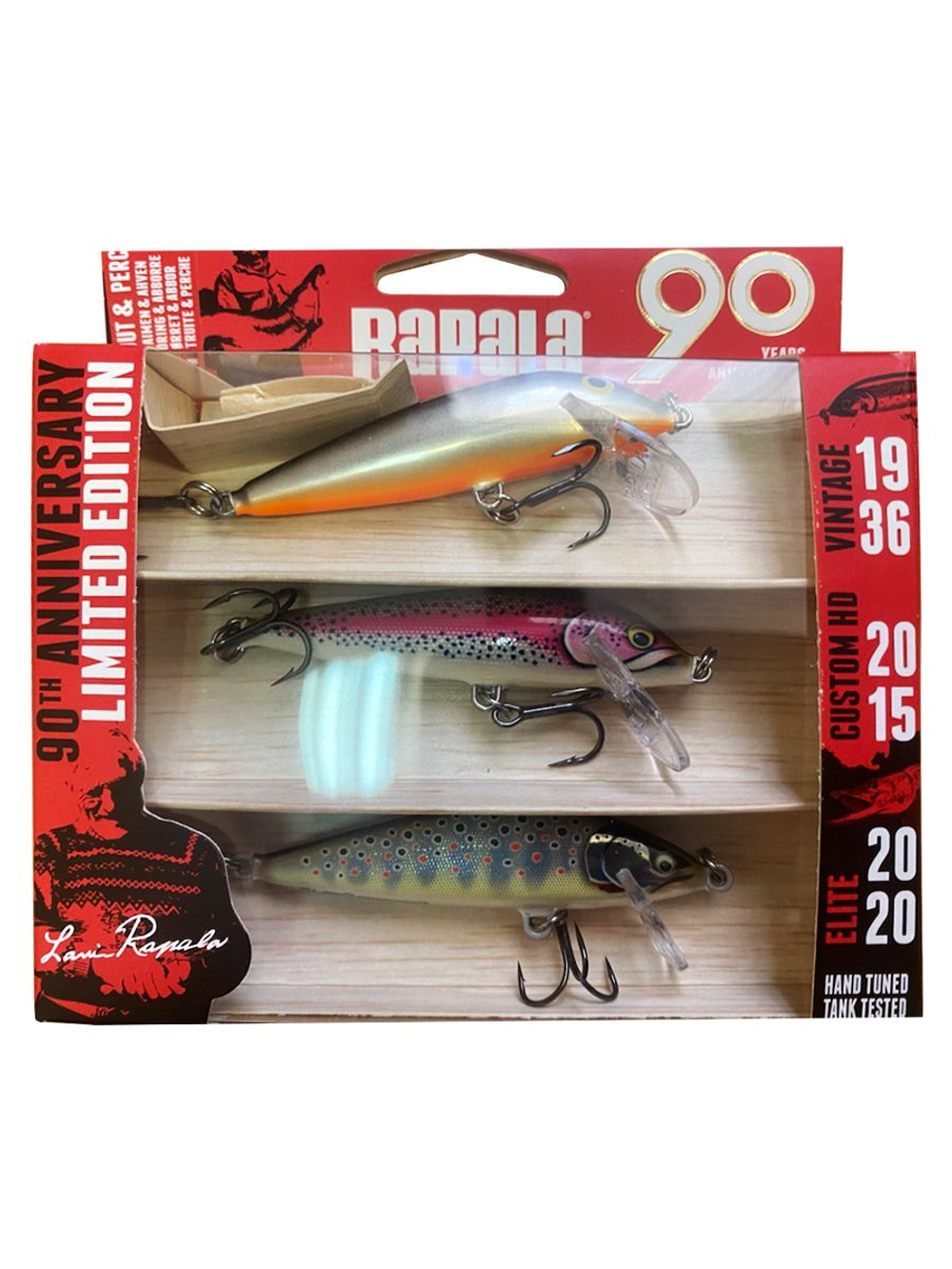 Юбилейный комплект воблеров Rapala 90 лет Countdown Mid Naturistic 3 шт