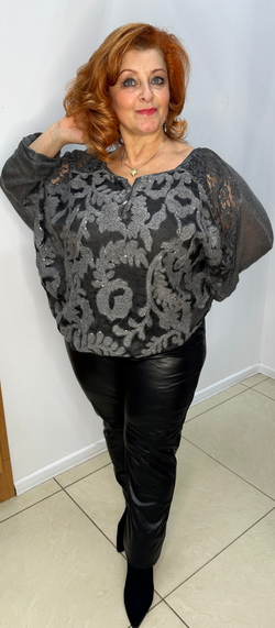 Комбинированный двойной итальянский блузон с кружевами