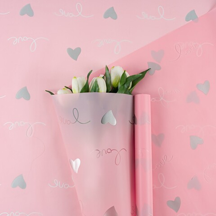 Пленка матовая "Love Heart" Розовая 57см*10м