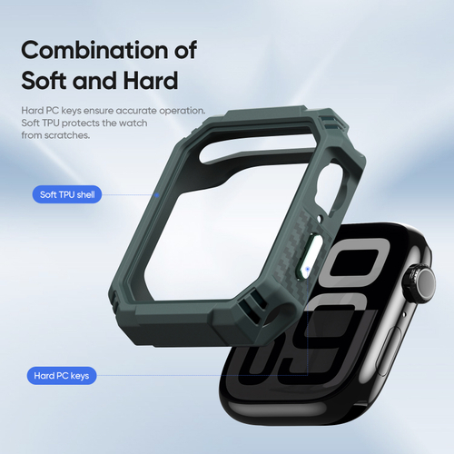 Чехол-бампер темно-зеленого цвета из Soft силикона от Dux Ducis для часов Apple Watch 42 мм на модели 10 серии, серия Damo Series Case