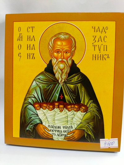 Чадозаступник Стилиан Пафлагонский икона на левкасе 16х14