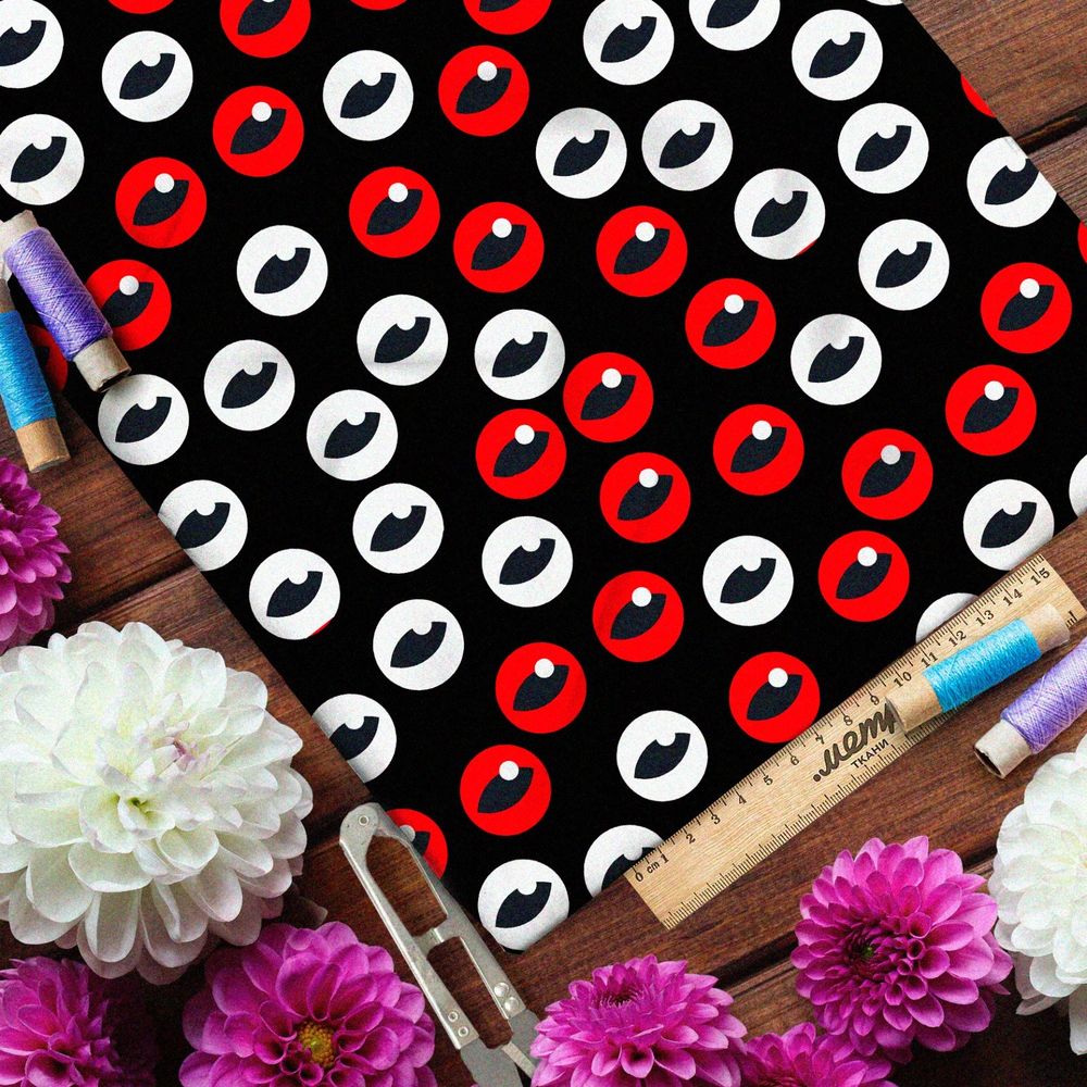 Ткань флис белые и красные глаза с узким зрачком