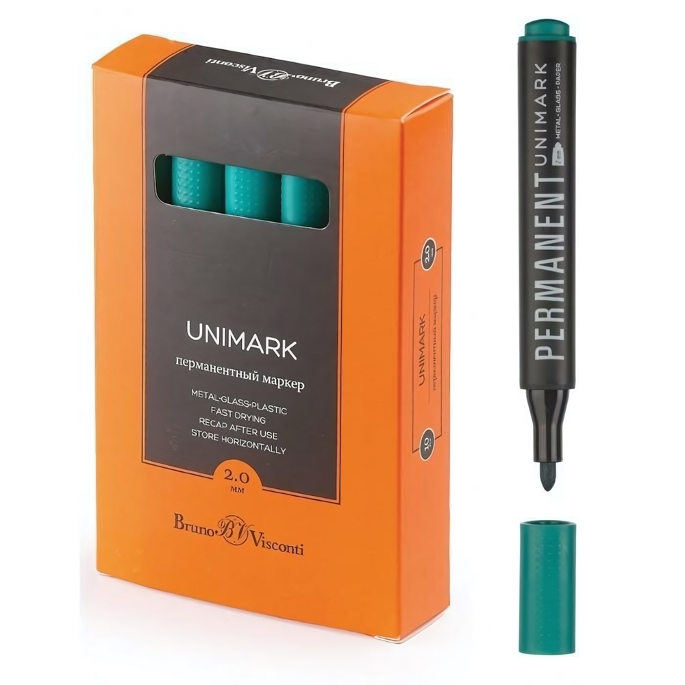Маркер перманентный "UniMark" зеленый (Bruno Visconti)